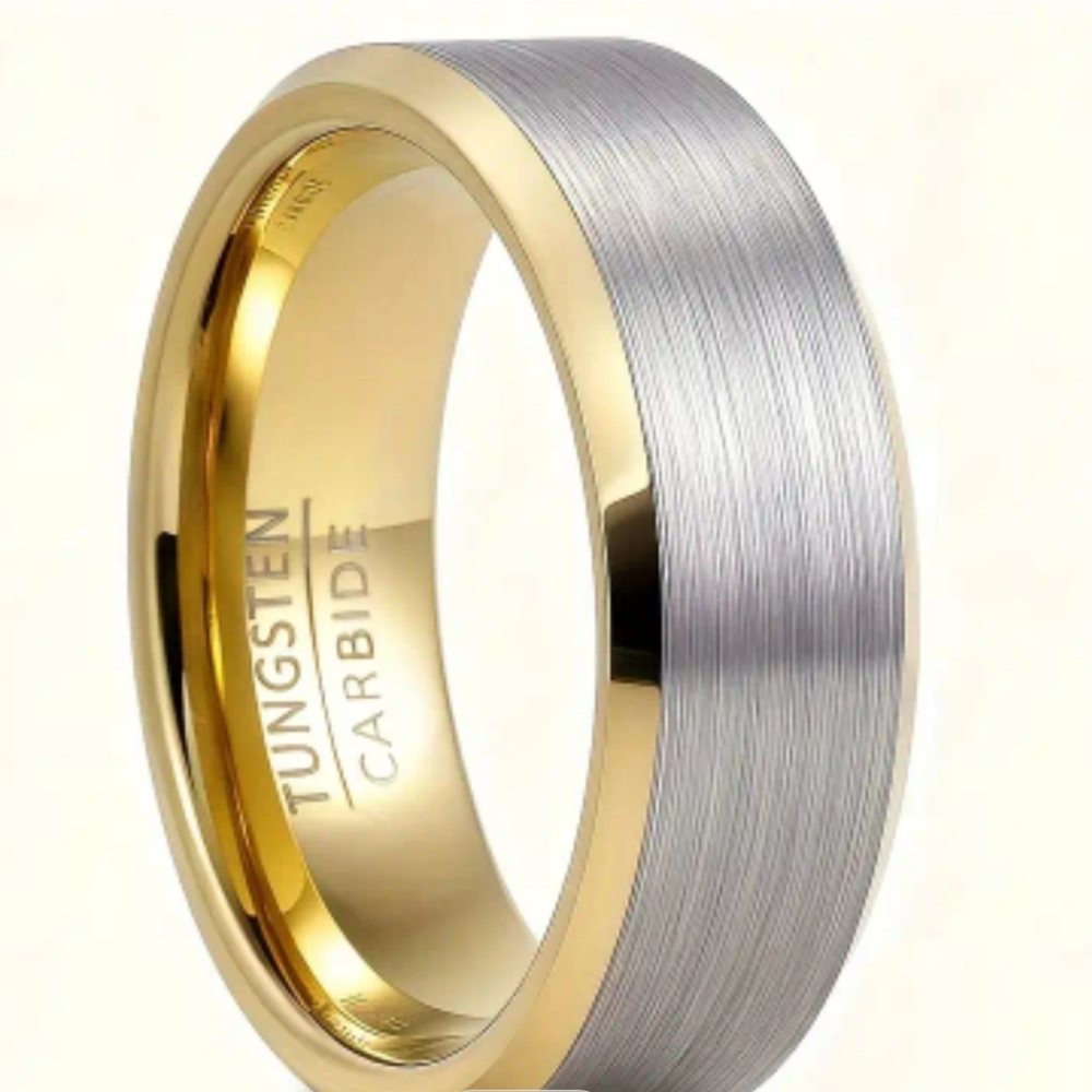 Elegant 18K Gold 8mm Tungsten Band Ring